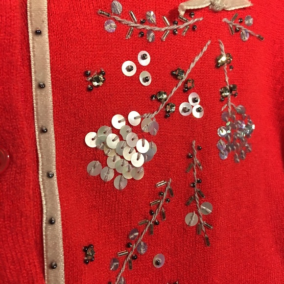 BCBG Max Azria Pink Floral Sequin Cardigan M - Picture 7 of 9